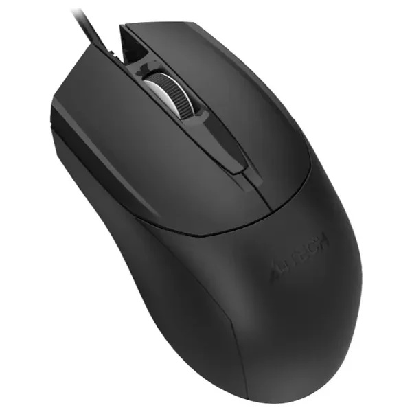 A4Tech OP-750S V-Track Mouse, 1200 DPI Optical Sensor, Silent Clicks, 4-Way Wheel, 8-in-One Gesture, Black