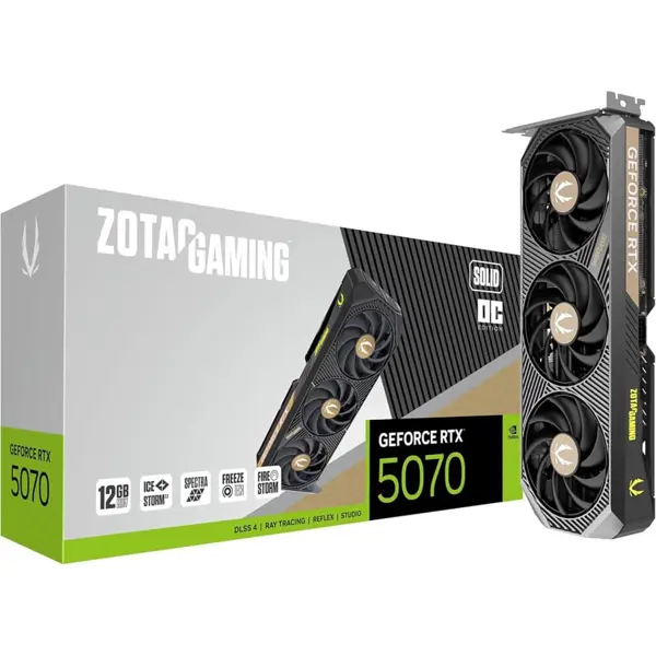 ZOTAC Gaming GeForce RTX 5070 Solid OC DLSS 4 12GB GDDR7 192-bit PCIE 5.0 Gaming Graphics Card