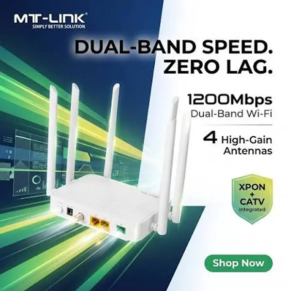 MT-Link MT-1704-2G-AC-RF 1200Mbps Dual-Band XPON Fiber Router with CATV