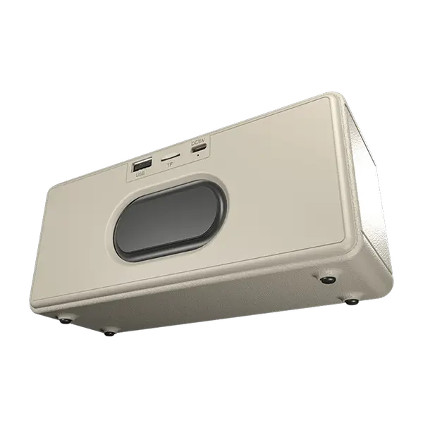 Ronin Retro R-3035 Architectural & Bluetooth Speaker | Fiber textured Deep Base, High Volume– Classic Vintage Design with Bluetooth 5.4 EDR/BLE, 2000mAh Battery - Beige