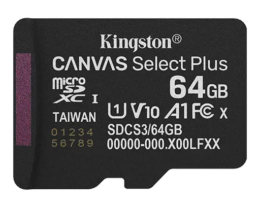 Kingston 64GB Canvas Select Plus UHS-I microSDXC Memory Card with SD Adapter
