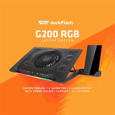 DarkFlash G200 LightStrip Laptop Cooler - Cooling Pad, Phone Holder - Black