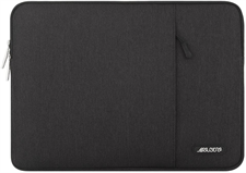MOSISO Laptop Sleeve Bag Compatible with MacBook Pro 14 inch Polyester Vertical Case with Pocket, Black