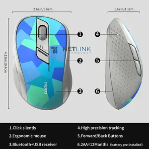 Rapoo M500 Silent Multi-mode Wireless Optical Mouse - Blue