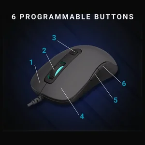 Rapoo V16RGB Optical Gaming Wired Mouse, Ergonomic Design, Onboard Memory, 6 Programmable Buttons, 12800 DPI, Customisable Drivers, Braided Cable