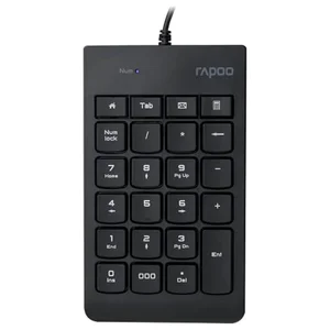 Rapoo K10 Numeric Keyboard, USB 3.0 Plug and Play, 23-Key Multimedia Keys, Non-Slip Silicone, Ergonomic Design, Laser Carved Keycap, Black