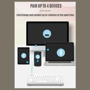 A4Tech FBK11 Wireless Keyboard, Bluetooth and 2.4GHz, Switch Up to 4 Devices, Compact Size, Multimedia Hot Keys, Grey