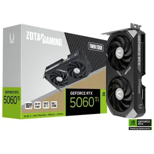 ZOTAC GAMING GeForce RTX 5060 Ti 16GB Twin Edge Graphics Card | 4608 CUDA Cores | 2572 MHz | 128-bit GDDR7 | PCIe 5.0 x8 | IceStorm 2.0 Cooling