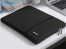 MOSISO Laptop Sleeve Bag Compatible with MacBook Pro 14 inch Polyester Vertical Case with Pocket, Black