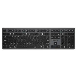 A4Tech FBX50C Fstyler Wireless Keyboard | Bluetooth + 2.4GHz, Scissor Switch, Rechargeable, US Layout, (Grey)