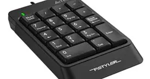 A4Tech FK13P FSTYLER Numeric Keypad - Sleek & Slim - Wired USB - Splash Resistant - Numeric pad for PC / Laptop - Black