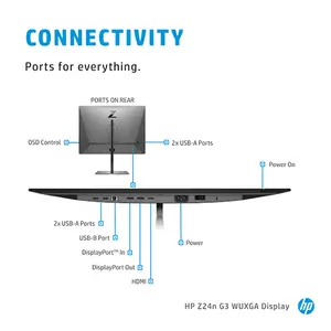 HP Z24n G3 Monitor, 24" WUXGA, 99% sRGB color, IPS Display Monitor - 2021 Model - Grade A (Used)