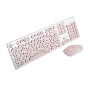 Rapoo X260S Wireless Optical Mouse and Keyboard Combo, 2.4G Wireless, 10M Range, Spill-Resistant, Retro Round Key Cap, 1000 DPI, Pink