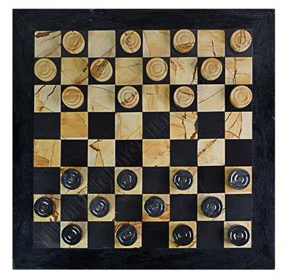 Luxury Burma Teak & Black Marble Checkers Set – Elegant & Timeless Board Game