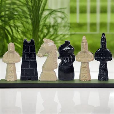 Verona Beige & Jet Black Royal Series Chess Pieces Set - Luxury Staunton Design