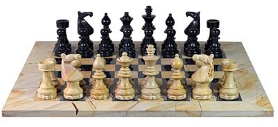Premium Burma Teak and Jet Black Marble European Style Chess Set – Handmade Premium Chess Pieces with Faux Leather Storage Box – Classic  Marble Chessboard Gift Set for Adults and Collectors