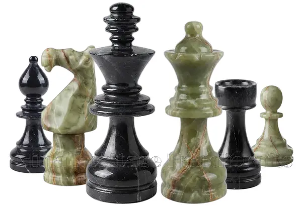 Handcrafted Green Onyx & Jet Black Marble Staunton Chess Pieces Set – Luxury 16-Inch Natural Stone Tournament Chessmen Only