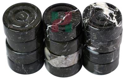 Black Zebra Marble Checkers Set with Marblized Edge – Elegant Game Piece Collection