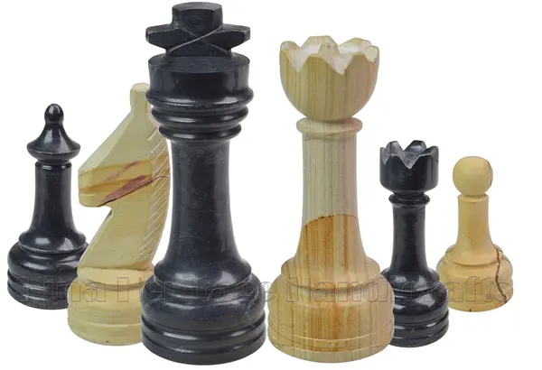 Burma Teak and Jet Black Marble Chess Set – Modern Luxury Chess Set with Weighted Pieces for Strategy Enthusiasts
