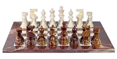 Luxury Red Onyx and White Marble European Style Chess Set with Faux Leather Storage Box – Handcrafted Stone Chess Pieces & Board for Home Décor and Gifts