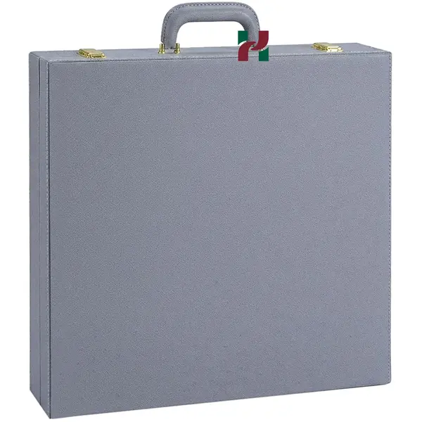 Stylish Slate Gray PU Leather Chess Storage Box – Perfect for Organizing Your Game