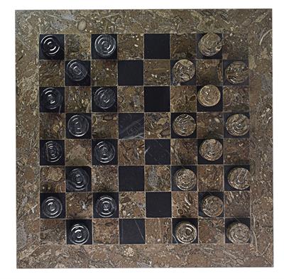 Premium Oceanic & Jet Black Marble Checker Set – Elegant Marble Game Board Collection
