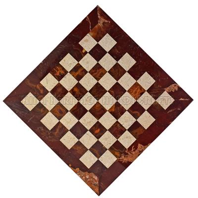 Luxurious Red Onyx & Botticina Marble Chess Set - Customizable Borders in Botticina or Red Onyx