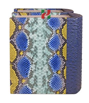 Blue Snake Texture Leather Companion Urn – Book-Style Memorial for Two Loved Ones