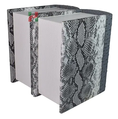 Book Shaped Grey Snake & Ostrich PU Leather Companion Cremation Urn for Couple’s Ashes – Memorial Urn for Two Loved Ones