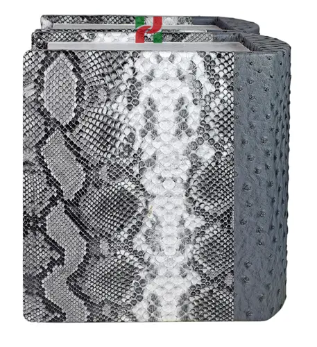 Book Shaped Grey Snake & Ostrich PU Leather Companion Cremation Urn for Couple’s Ashes – Memorial Urn for Two Loved Ones