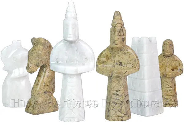 Luxury Coral & White Marble Royal Bishop Series Chess Set – Handcrafted Chess Pieces