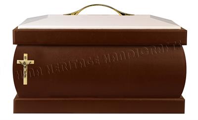 Elegant Walnut Brown PU Leather Garden Cremation Urn – Durable & Stylish Memorial Keepsake