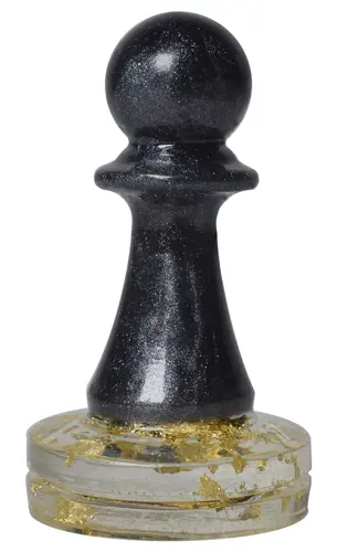 Hand-Poured Black Resin Chess Pieces with Gold Flake Inclusions | A Modern Twist on a Classic Game