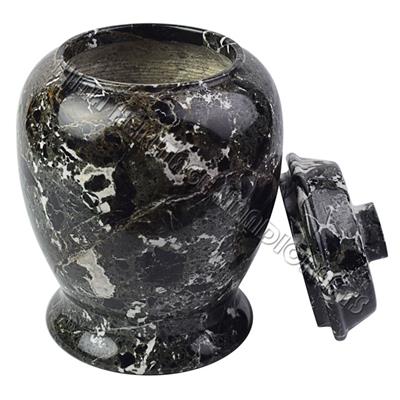 Black Zebra Marble Natural Stone Archaic Urn 