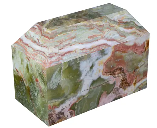 Elegant Green Onyx Garden Cremation Urn with Secure Bottom Closure | Handcrafted Memorial Urn for Human Ashes | Natural Stone Funeral Urn for Outdoor Tribute