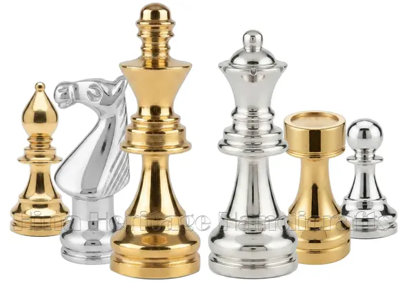 European Series Brass Chess Pieces Set – Elegant and Durable Metal Chessmen for Classic and Modern Play