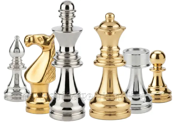 European Series Brass Chess Pieces Set – Elegant and Durable Metal Chessmen for Classic and Modern Play