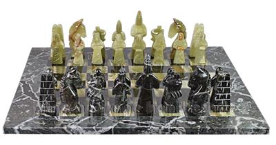 Black Zebra & Green Onyx Royal Bishop Series Luxury Chess Set with Premium Faux Leather Storage Box – Handcrafted Stone Chess Pieces
