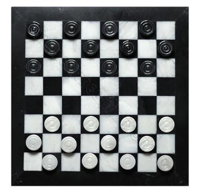 Premium Quality Black & White Marble Checkers Set – Elegant Game for Home Decor