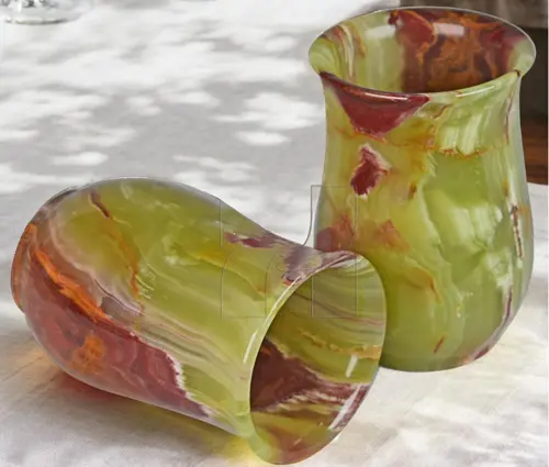 Handcrafted Green Onyx Natural Stone Wine Glass Set – 3x5 Inch Polished Goblets for Elegant Home Bar & Gift Décor