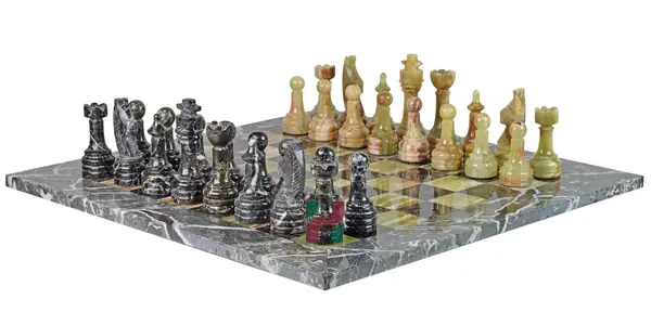Luxury Black Zebra & Green Onyx Marble Chess Set – Handcrafted Stone Chessboard with Natural Gemstone Pieces | Elegant Home Decor & Gift Set