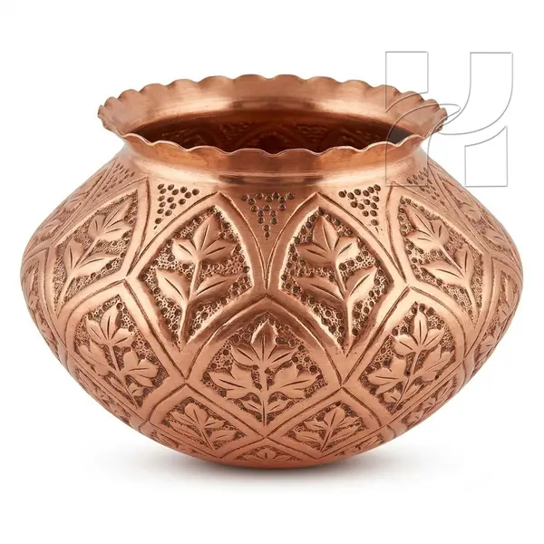 Handcrafted Embossed Copper Handi Pot – Authentic Traditional Kitchenware Decor