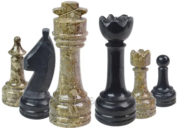 Coral Fossil & Jet Black Marble Chess Set – Premium Natural Stone Chess Board with Hand-Carved Pieces