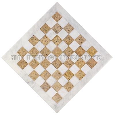 Elegant Coral & White Marble Chess Board – Choose Between Coral or White Border Variants