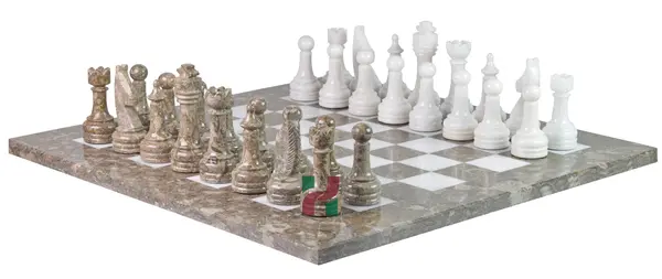 Handcrafted Oceanic and White Marble Chess Set – Luxury Artisan Chess Board for Home Decor & Gift