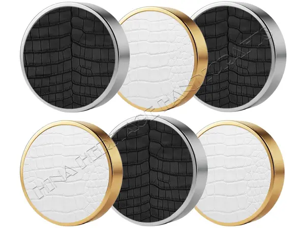 Luxury Faux Leather Black & White Crocodile Backgammon Checkers 44.5x10mm with Silver & Gold Metallic Edges & Matching Storage Box