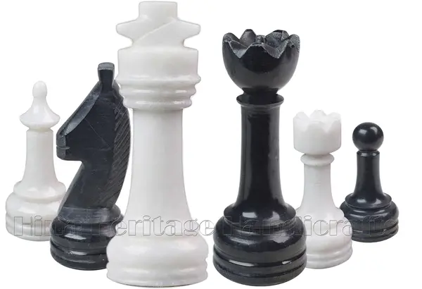 Handcrafted Jet Black and White Marble Chess Set – Luxury Statement Piece for Modern Home Decor