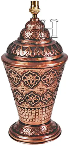 Handmade Engraved Copper Bedside Table Lamp with Brass Fitting – Traditional Vintage Style Decorative Nightstand Lighting for Bedroom, Living Room & Home Décor