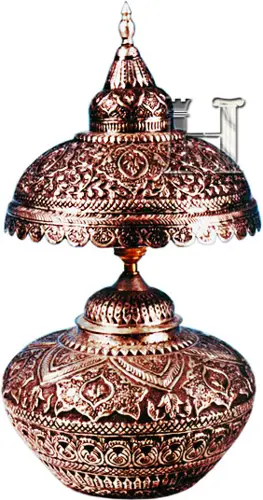 Imperial Hand-Etched Copper Table Lamp with Dome Shade – Vintage Copper Finish Bedside Nightstand Light, Handmade Engraved Home Décor Lighting