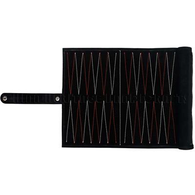 Luxury Suede Leather Roll-Up Backgammon Game with Durable Threaded Playing Points – Top Quality